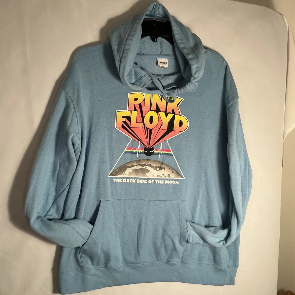 Pink Floyd Dark Side of the Moon Graphic Hoodie Blue‎ Rock Band Sweatshirt - Picture 7 of 16